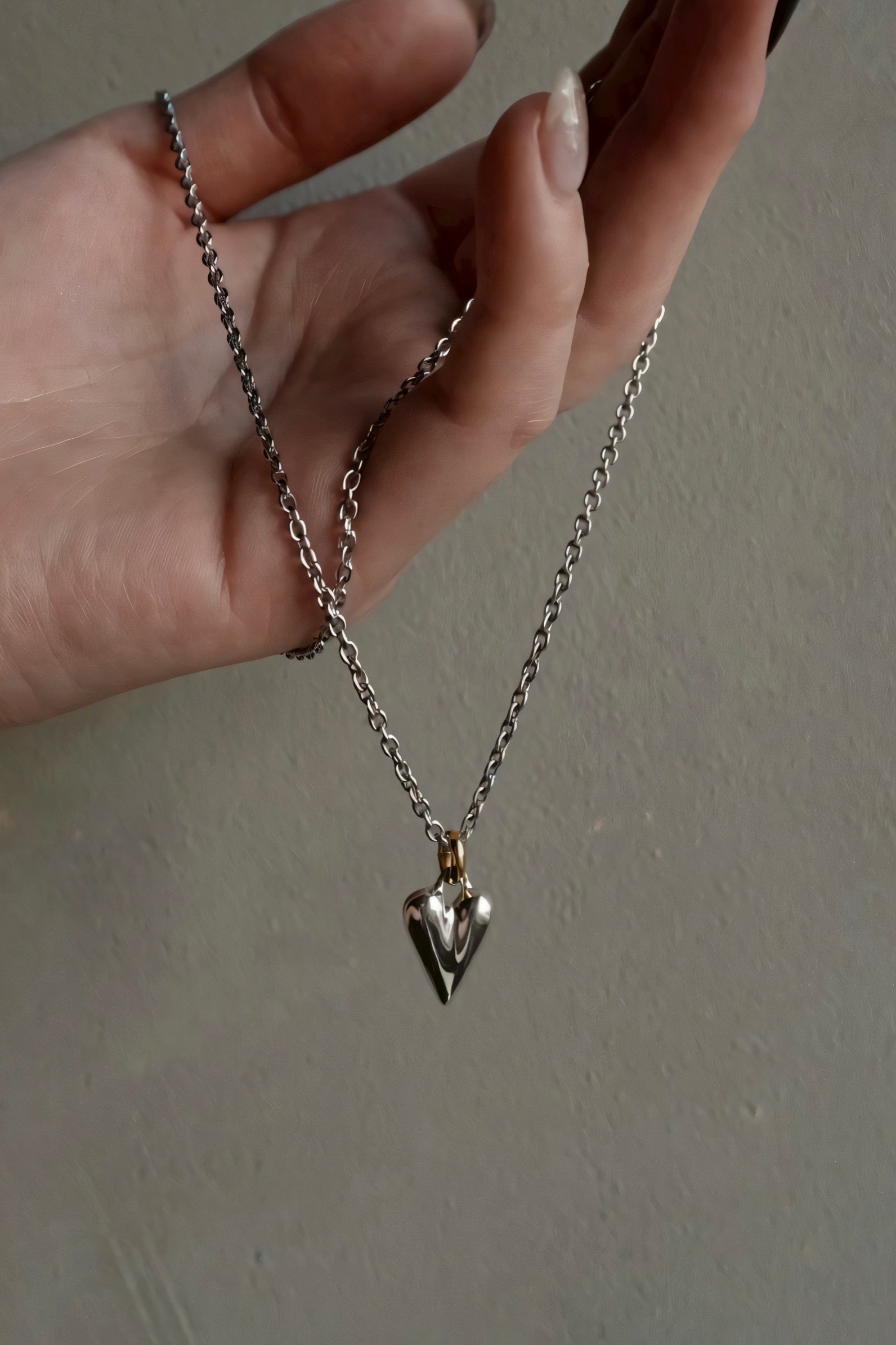 Dew Drop Heart Necklace -SV-