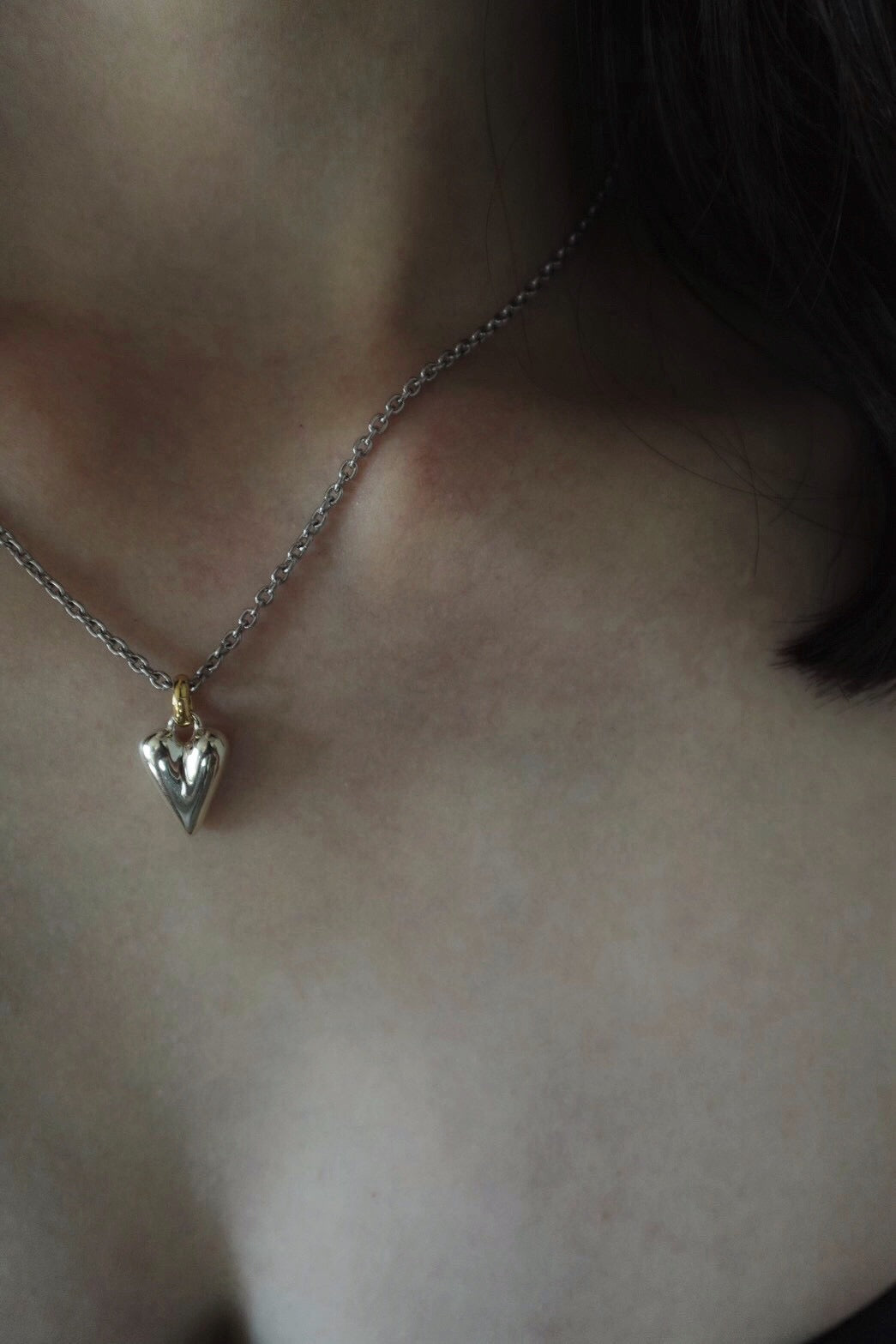 Dew Drop Heart Necklace -SV-