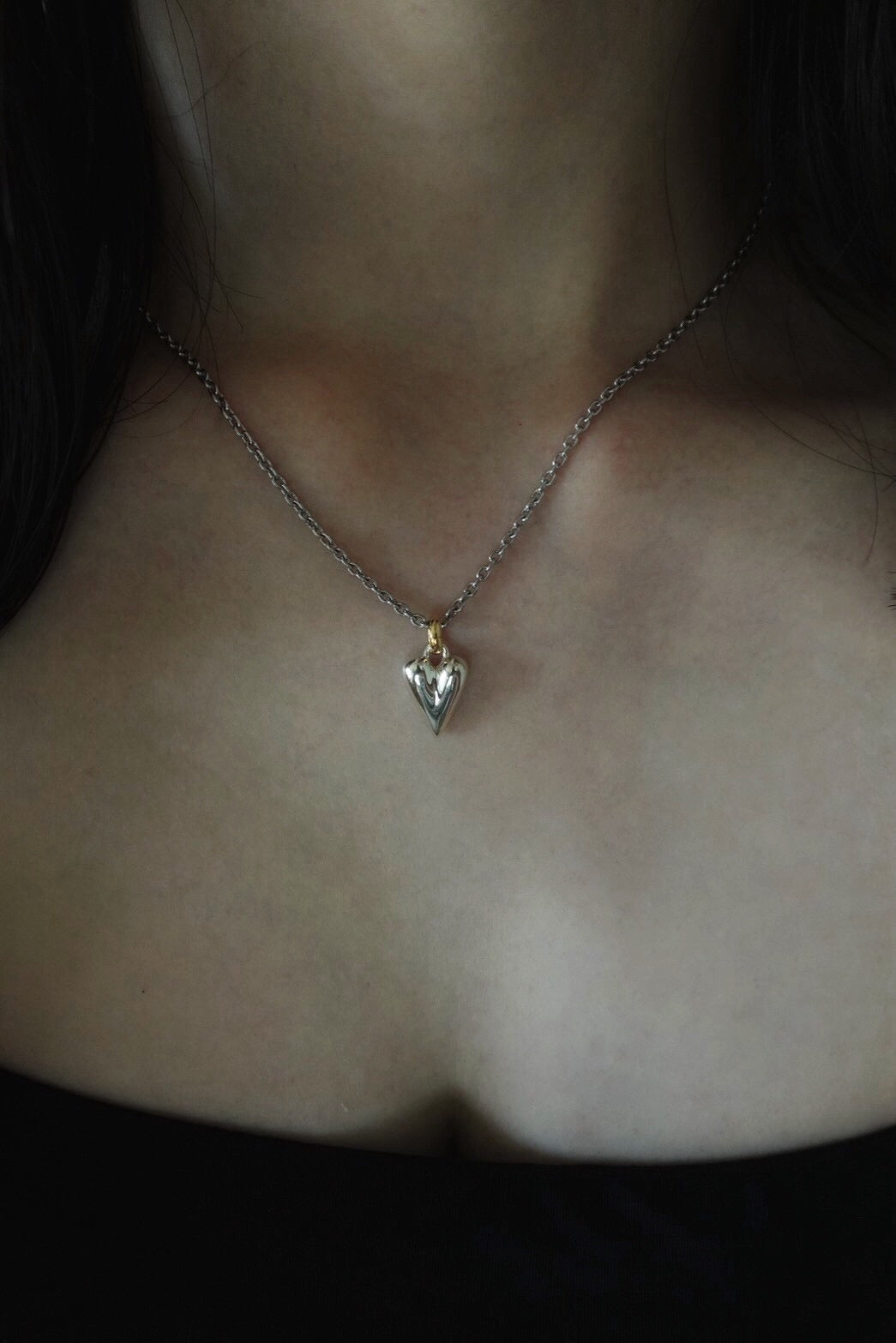 Dew Drop Heart Necklace -SV-
